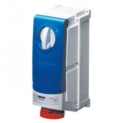 63A 415V 3P+E surface mounted interlocking skt