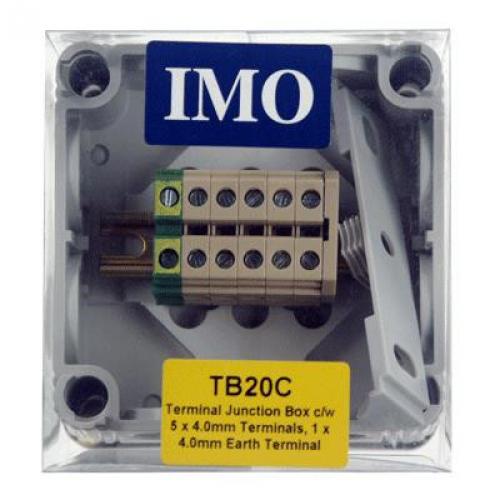 IMO ENCLOSURE C/W 5X4MM TERMINALS,1XEARTH,1XS.END