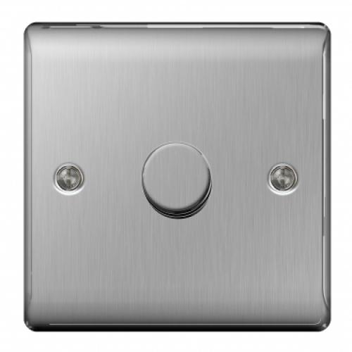 1 Gang Dimmer Switch 400W Brushed Steel