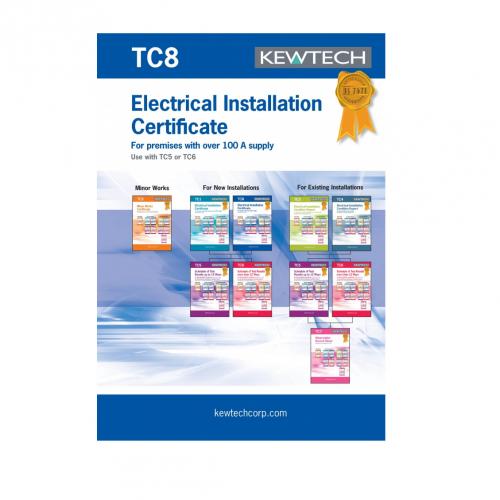 KEWTECH TC8 Electrical instal. certificate >100A