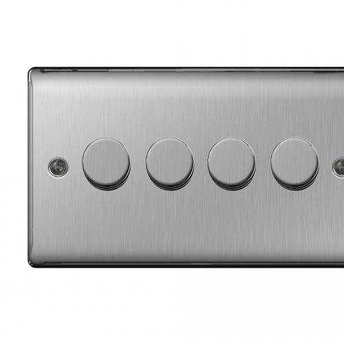 4 Gang Dimmer Switch 400W Brushed Steel