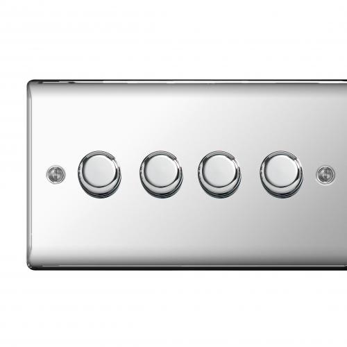 4 Gang Dimmer Switch 400W Polished Chrome