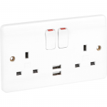 MK K2743WHI 2G DP sw/skt c/w 2 port USB charger 2A