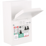 MK K6550SMET 4 mod garage encl.c/w 63A RCD + 2mcb's