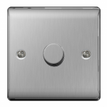 1 Gang Dimmer Switch 400W Brushed Steel