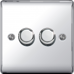 2 Gang Dimmer Switch 400W Polished Chrome