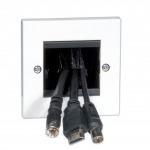 1g 2 Module Brush Plate for HDMI Cables White