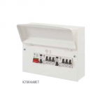MK K7664SMET 17th edition metal fuseboard 12way c/w c/w 100A main switch, 2x63A RCDS,6mcb's 2x6A,2x32A 1x16A,1X40A